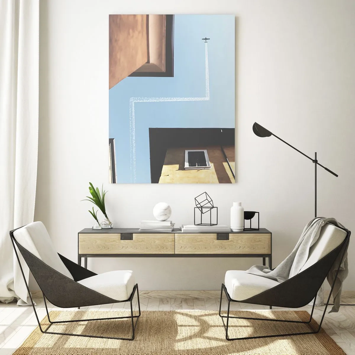 Tablou pe sticlă - Deasupra labirintului urban - 80x120 cm