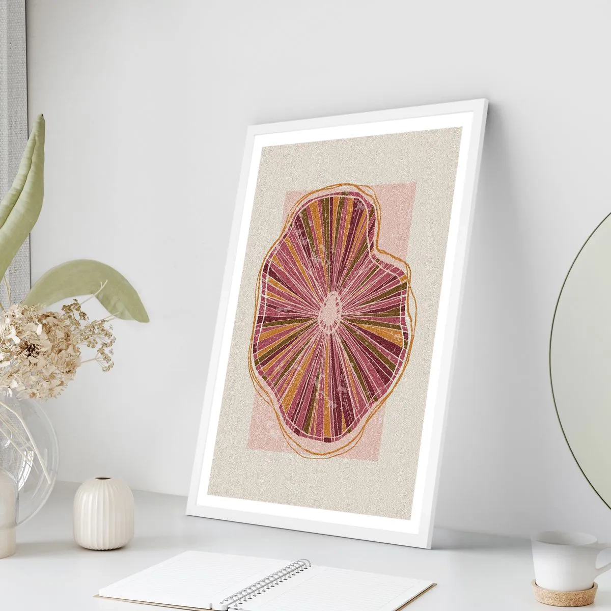 Poster în ramă albă - Abstracția radială - 70x100 cm