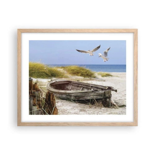 Poster în ramă de stejar deschis - Scăldate în vânt - 50x40 cm