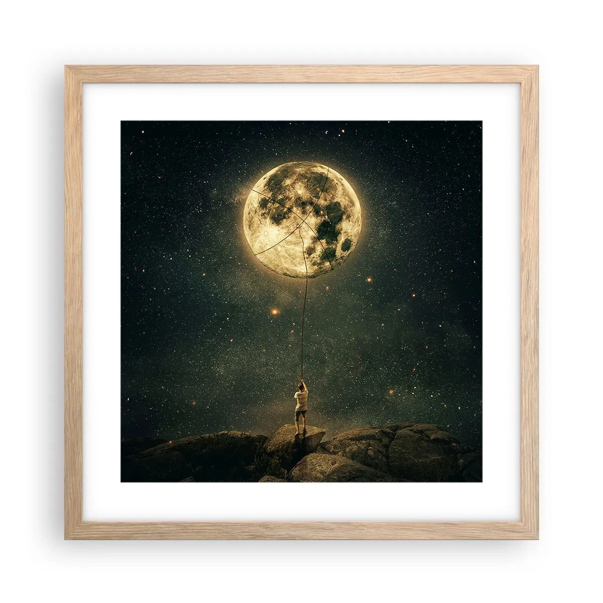Poster în ramă de stejar deschis - Cel care a furat Luna - 40x40 cm
