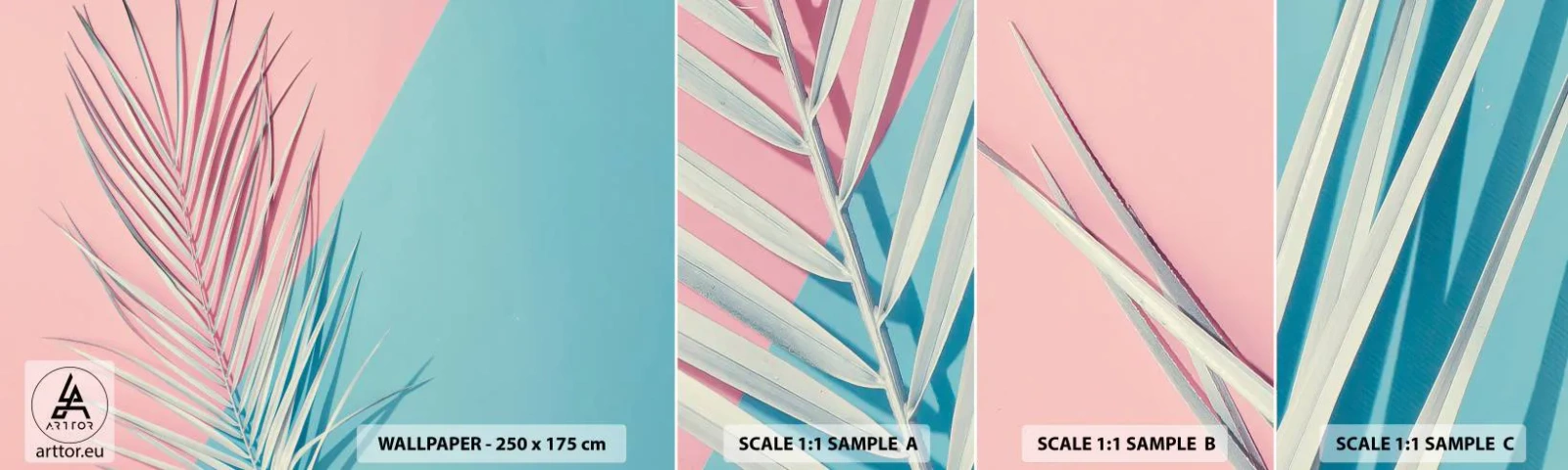 Mostră tapet autocolant Deluxe Sticker - Impresie tropicală - Frunza de palmier, Abstracția, Grafică - 100x30 cm