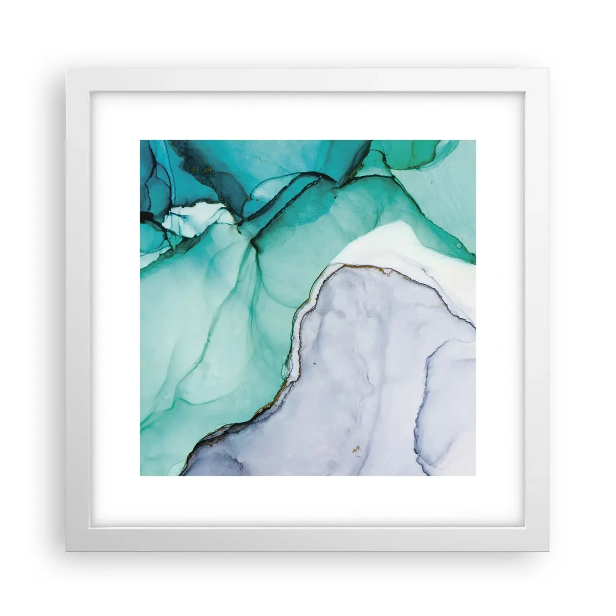 Poster în ramă albă - Studiu în turcoaz - 30x30 cm