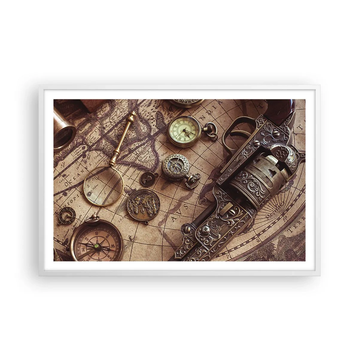 Poster în ramă albă - Sugestii de aventură - 91x61 cm