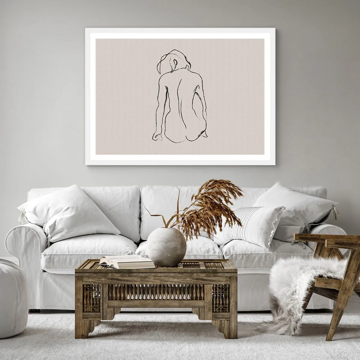 Poster în ramă albă - Nud de fată - 30x30 cm