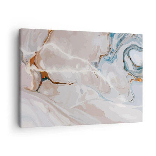 Tablou pe pânză Canvas - Model abstract în nuanțe de alb și albastru - 70x50cm - Meandre albastre sub alb - Decorațiune modernă pentru perete pentru living și dormitor ARTTOR