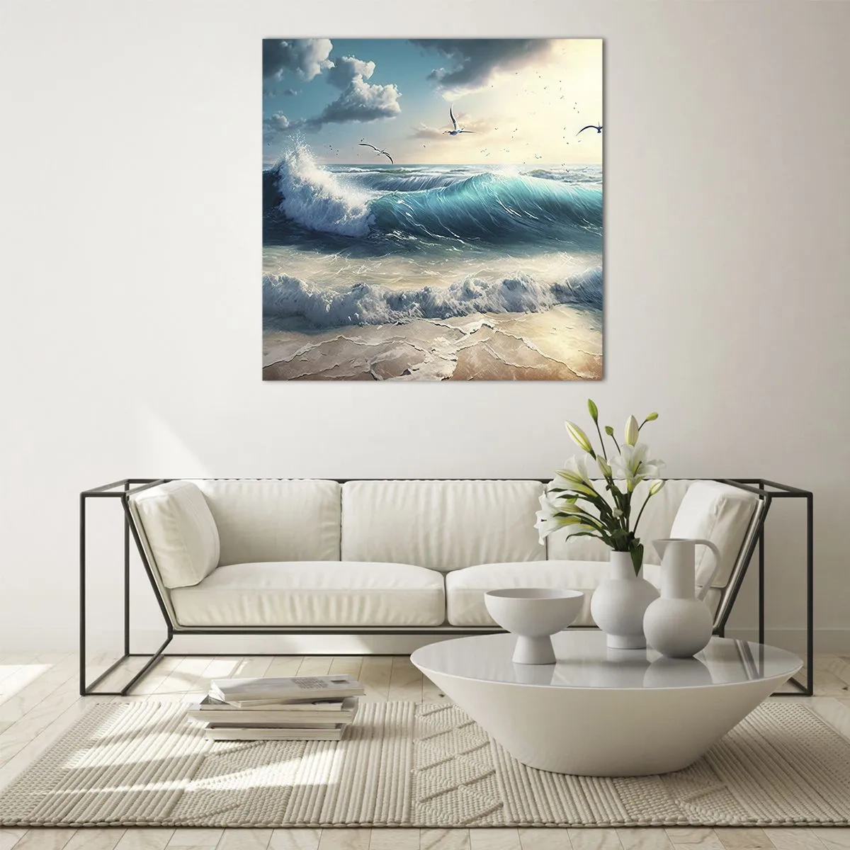 Tablou pe sticlă - Sunetul valurilor doar pentru tine - 70x70 cm