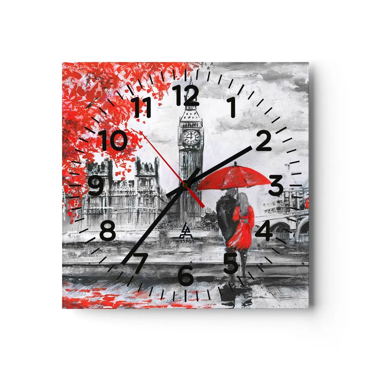 Ceas de perete - Ceas pe sticlă - Îndrăgostit de Londra - 30x30 cm