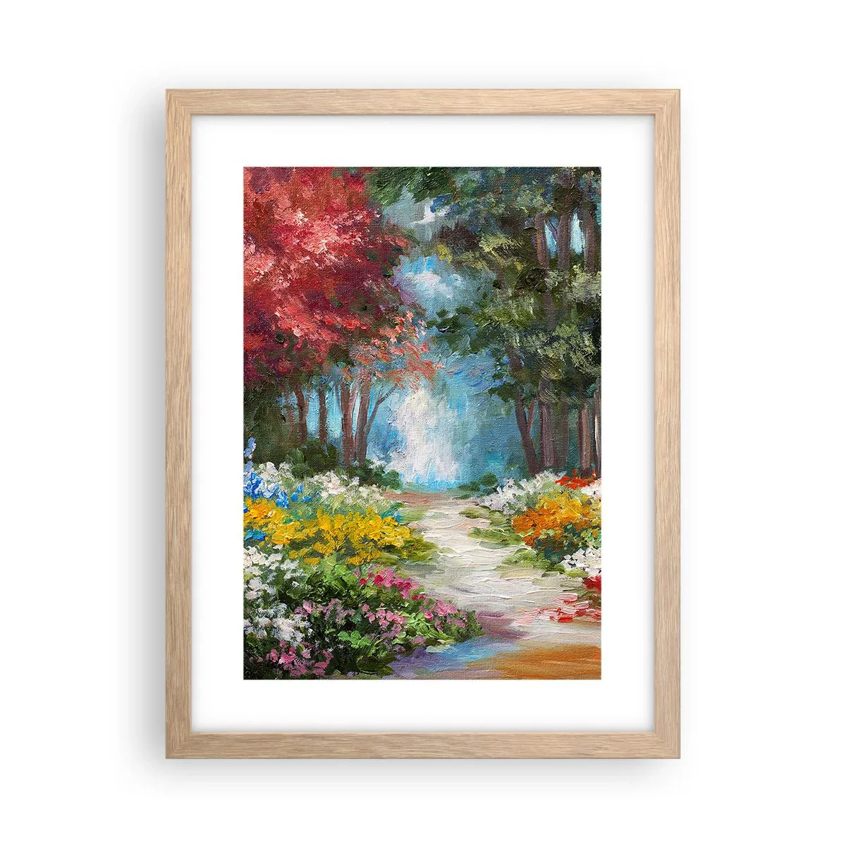 Poster în ramă de stejar deschis - Grădină de pădure, pădure de flori - 30x40 cm