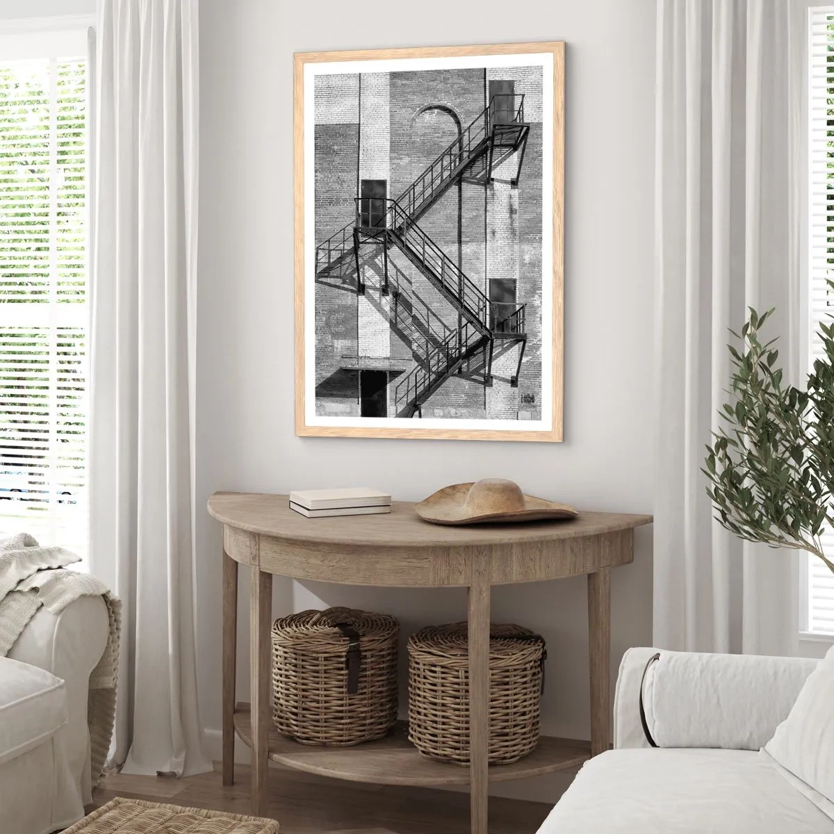 Poster în ramă de stejar deschis - Stil industrial - 61x91 cm