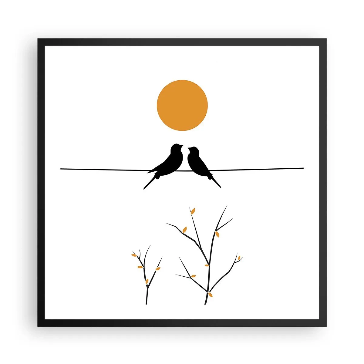 Poster în ramă neagră - Seară cu privighetori - 60x60 cm