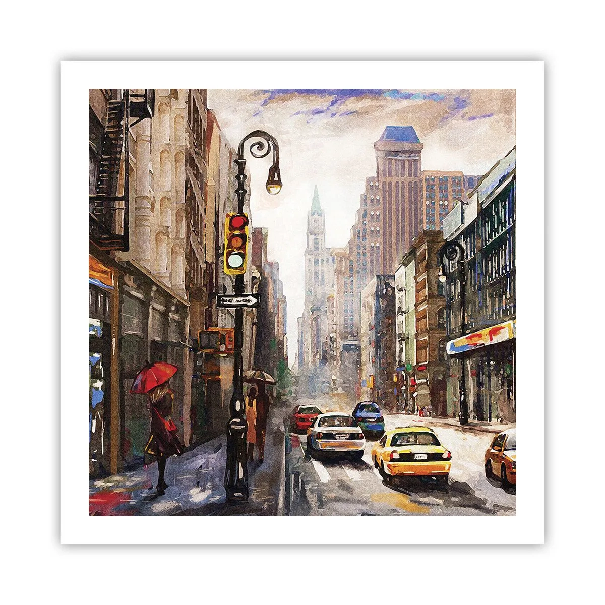 Poster - New York - plin de culoare și în ploaie - 60x60 cm