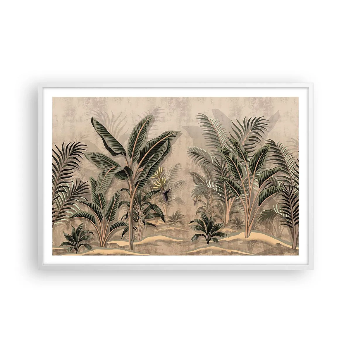Poster în ramă albă - Gravură în stil colonial - 91x61 cm