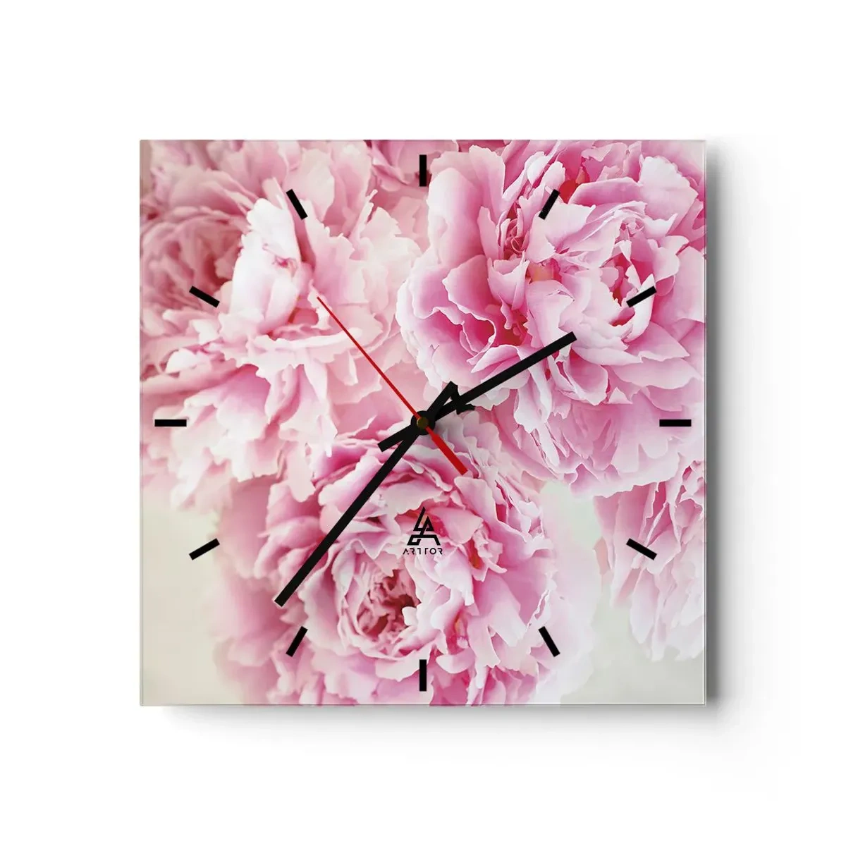 Ceas de perete - Ceas pe sticlă - În luxul roz - 30x30 cm