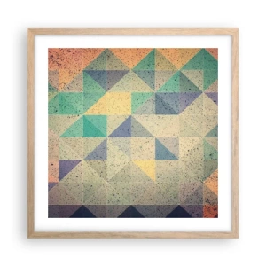 Poster în ramă de stejar deschis - Republica triunghiurilor - 50x50 cm