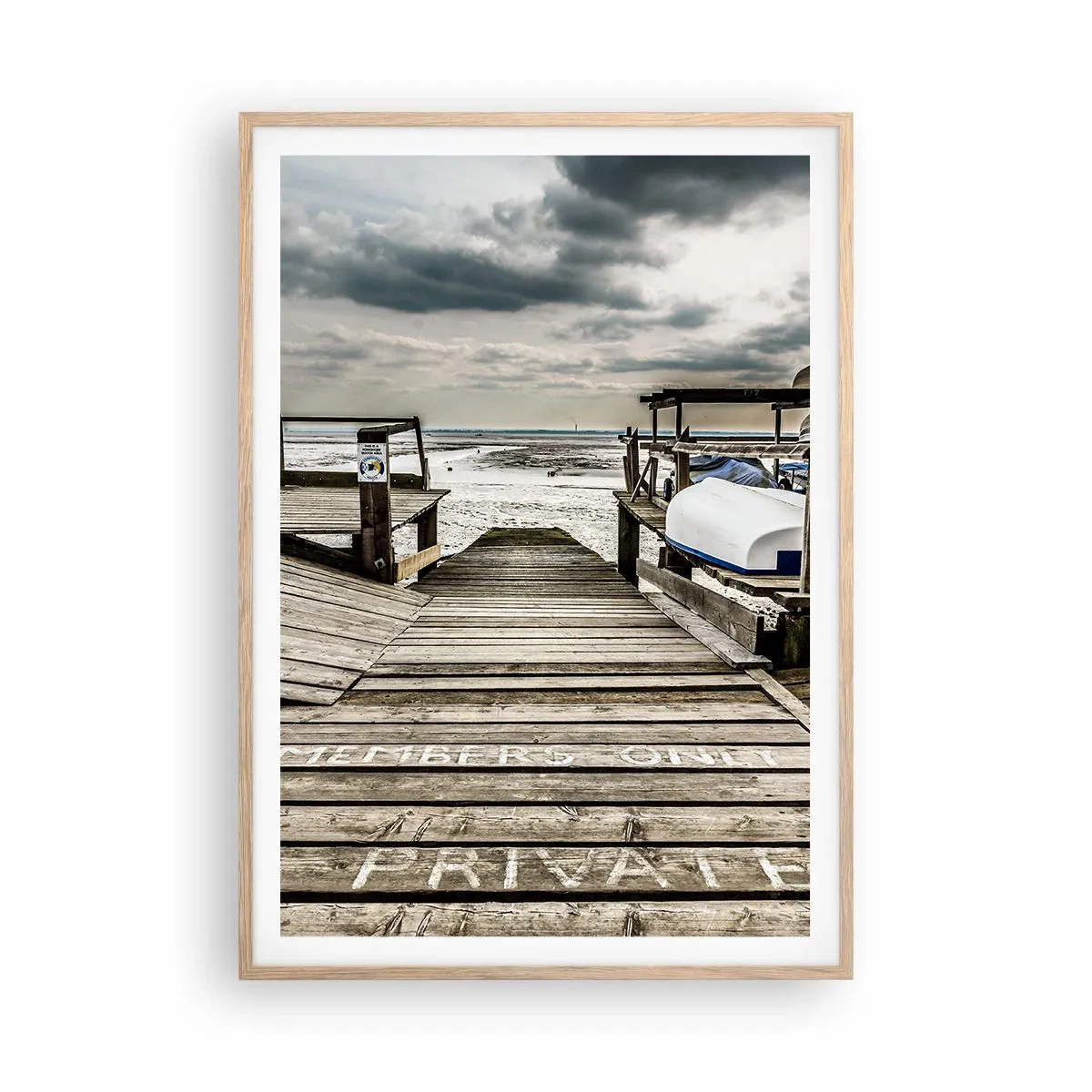 Poster în ramă de stejar deschis - Plaja din nord - 70x100 cm