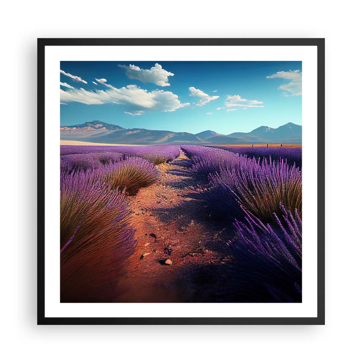 Poster în ramă neagră - Câmpuri parfumate - 60x60 cm