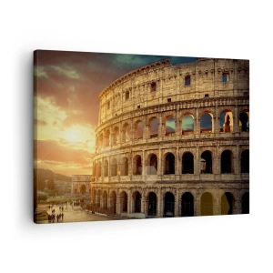 Tablou pe pânză Canvas - Colosseumul din Roma la apus - 70x50cm - Impresie colosală - Decorațiune modernă pentru perete pentru living și dormitor ARTTOR