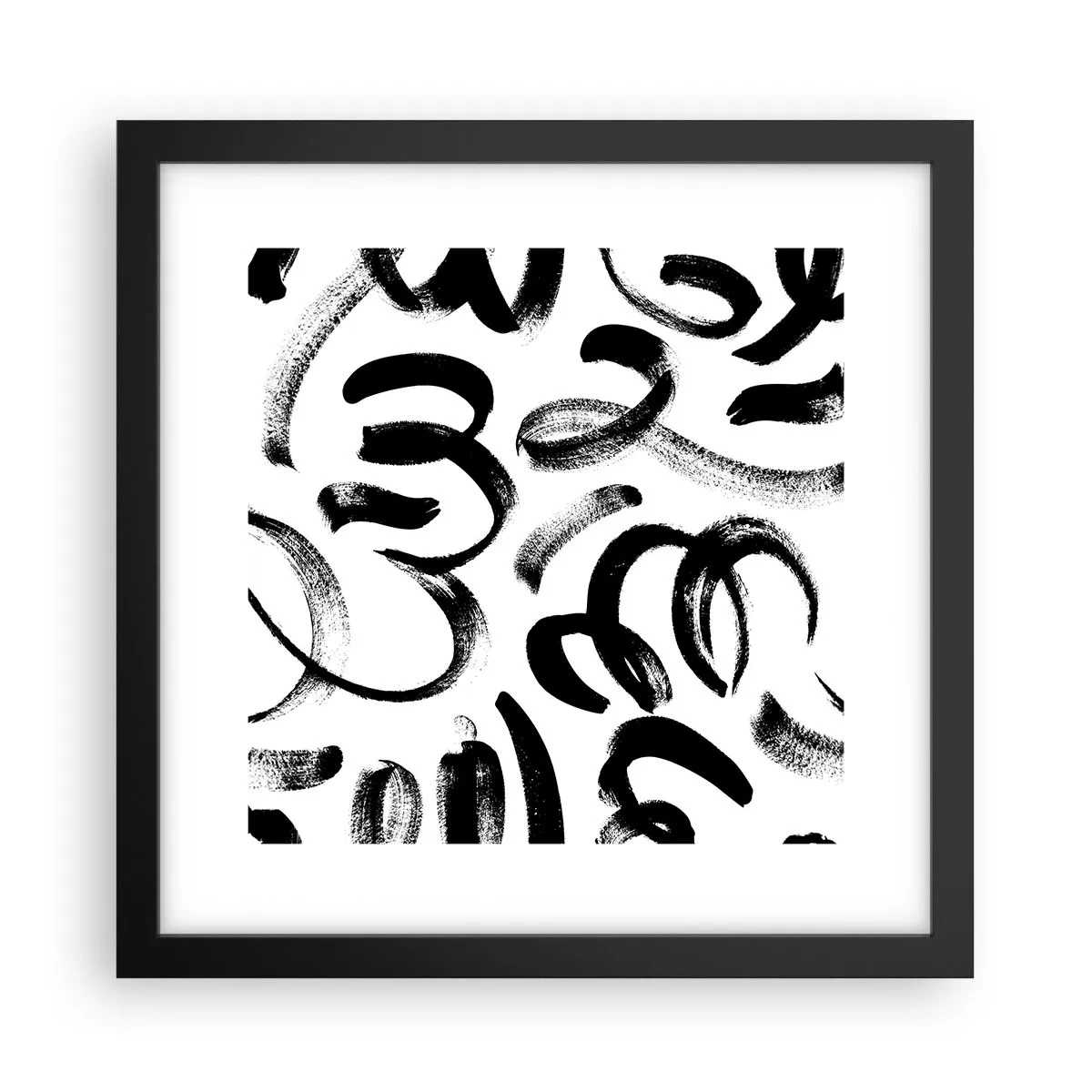 Poster în ramă neagră - Negru pe alb - 30x30 cm