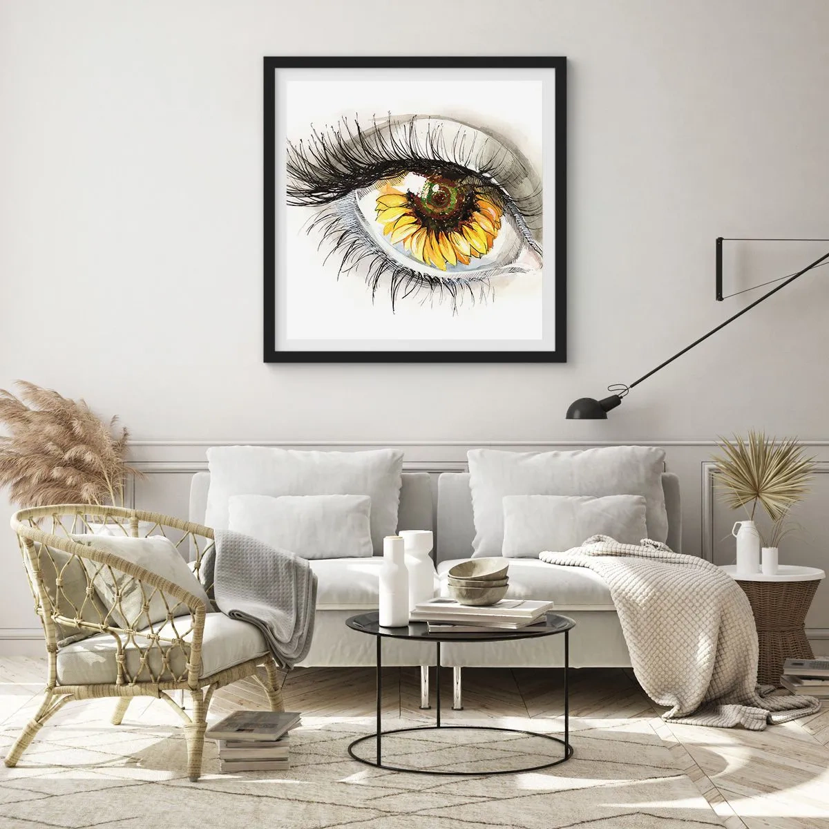 Poster în ramă neagră - O privire la fel de fierbinte ca vara - 40x40 cm