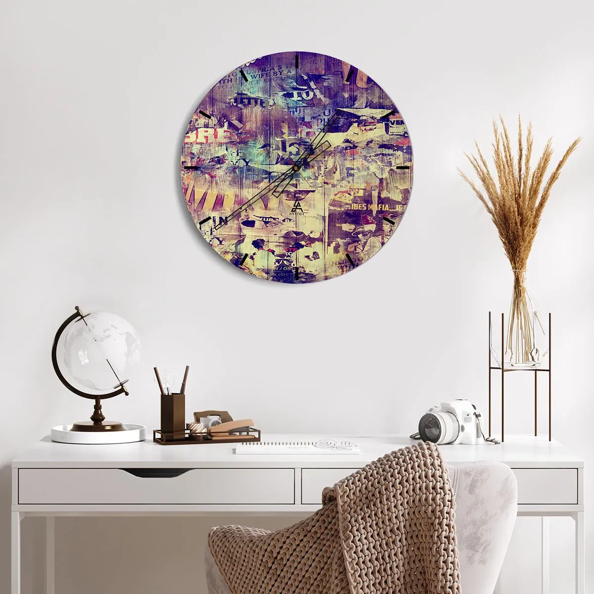 Ceas de perete - Ceas pe sticlă - Cadran de ceas cu motiv artistic în stil colaj - 30x30cm - Și asta e tot ce va rămâne - Decorațiune modernă pentru perete pentru living, bucătărie și dormitor ARTTOR