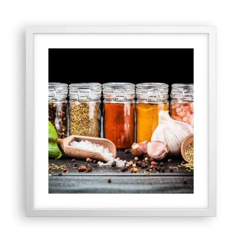 Poster în ramă albă - Pentru a da un gust vieții - 40x40 cm