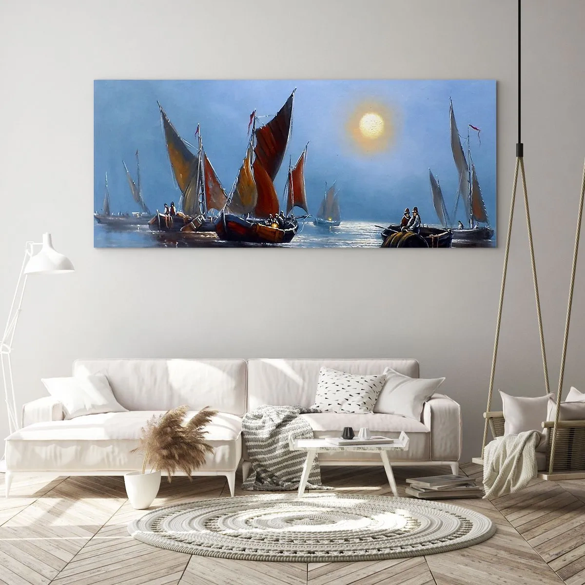 Tablou pe sticlă - Pescuit de noapte - 90x30 cm