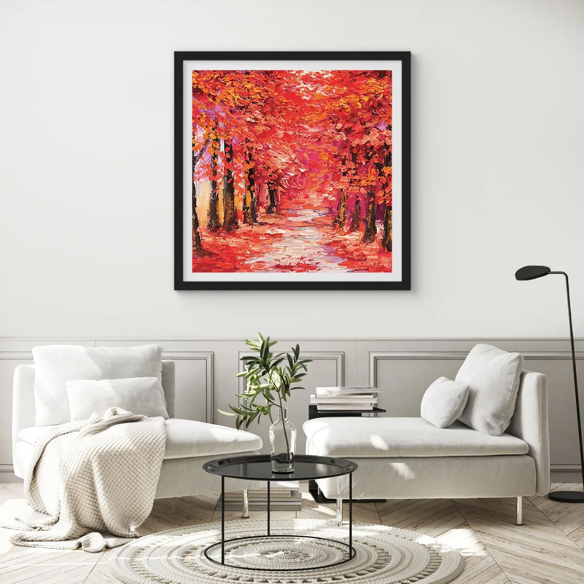 Poster în ramă neagră - Impresie de toamnă - 30x30 cm