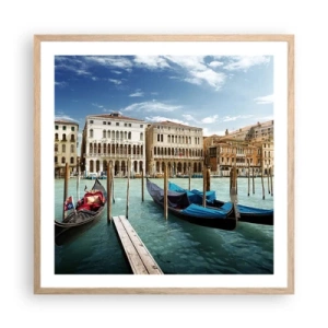 Poster în ramă de stejar deschis - Palate în albastru - 60x60 cm