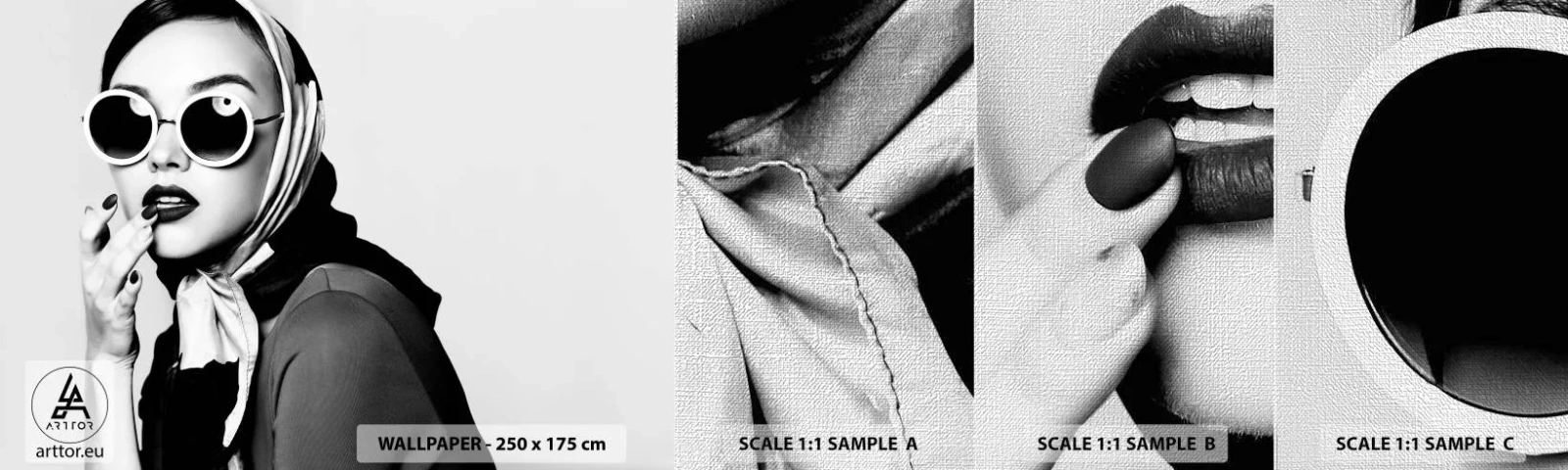 Mostră tapet Premium Canvas - Salutări din anii `60. - Femeie, Chipul de femeie, Epocă - 100x30 cm