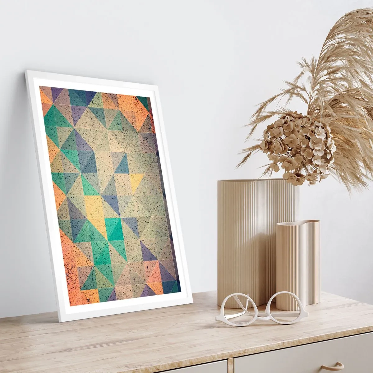 Poster în ramă albă - Republica triunghiurilor - 40x50 cm