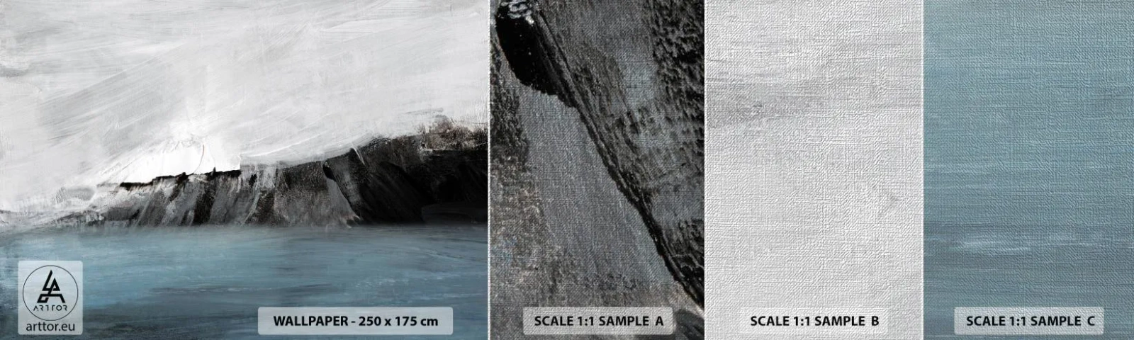 Mostră tapet Premium Canvas - Apă - pământ: lupta elementelor - Coasta, Peisaj, Mare - 100x30 cm