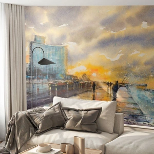 Tapet Premium Sand - Viața pe țărm - Peisaj, Bucată, Apus de soare - 100x70 cm