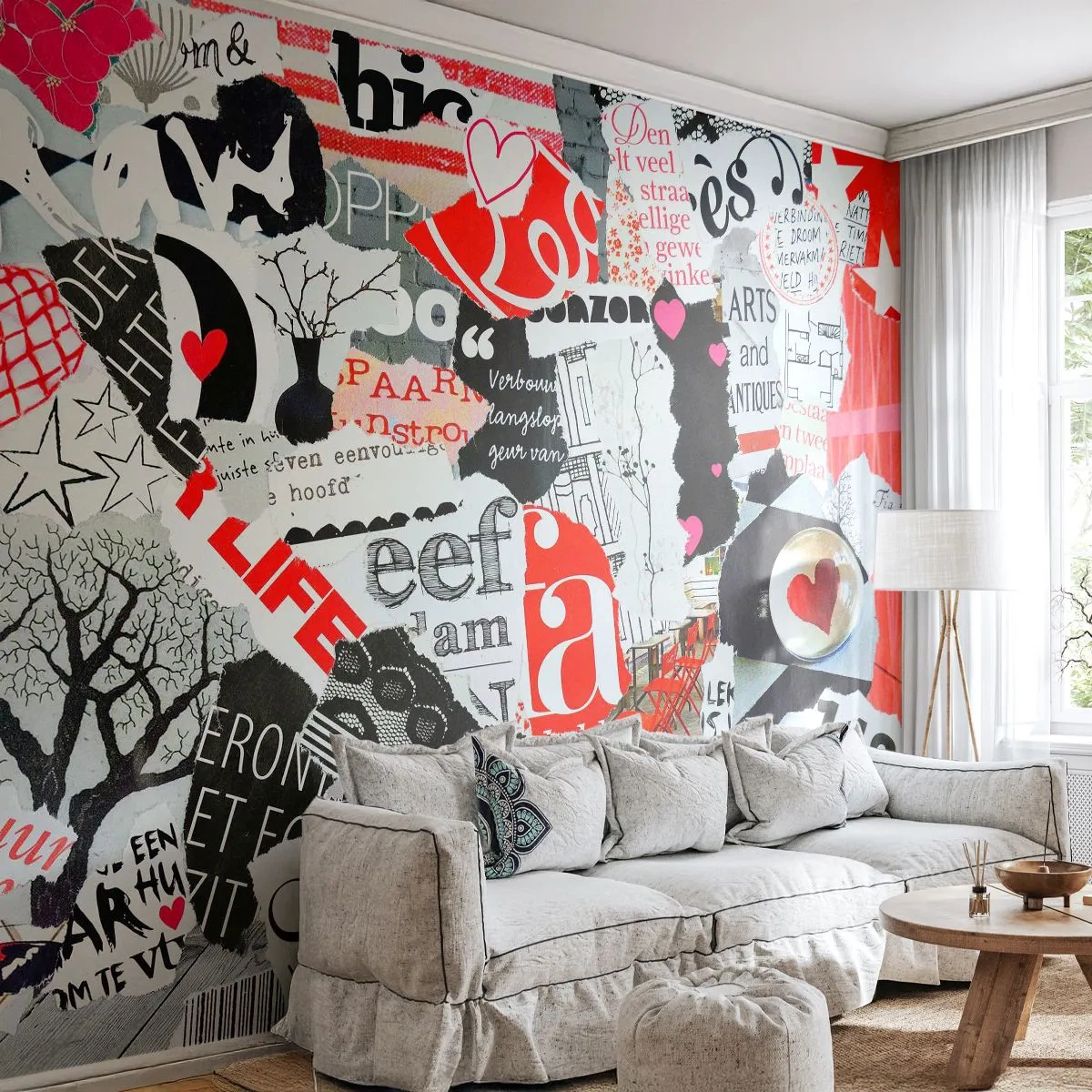 Tapet Autoadeziv Deluxe Sticker - Colaj de hipsteri - Graffiti, mural, Epocă - 250x175 cm