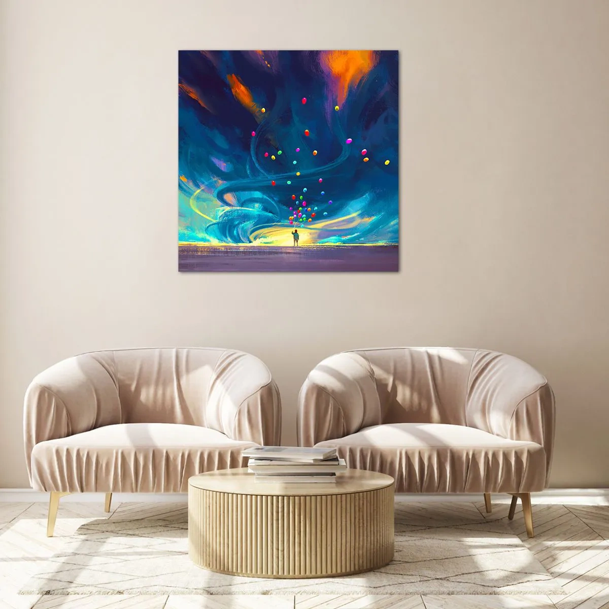 Tablou pe sticlă - Pe un vânt albastru - 50x50 cm