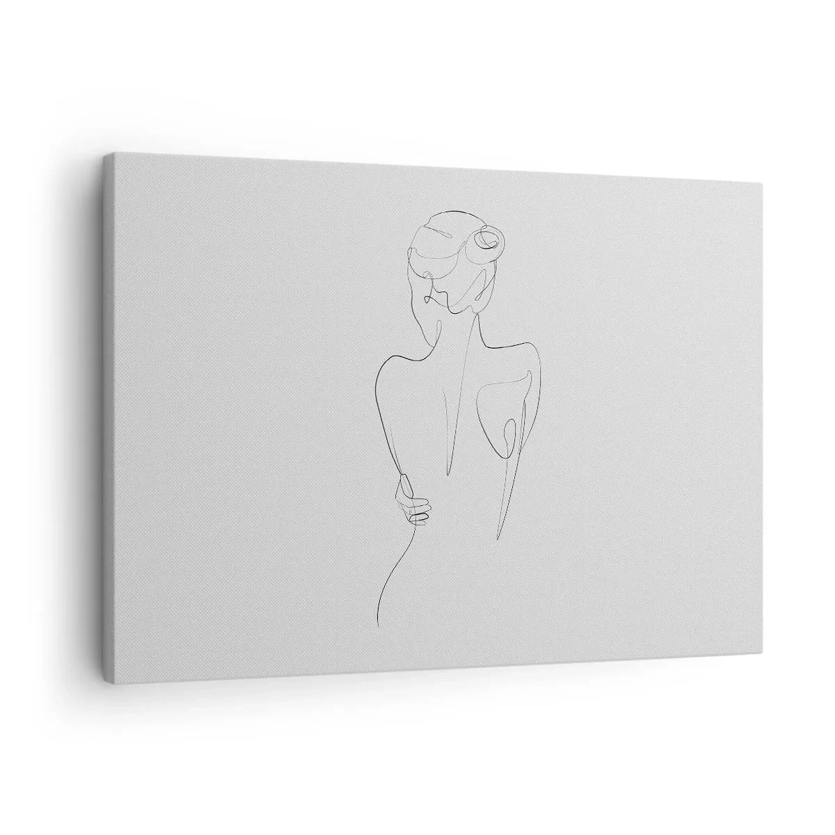 Tablou pe pânză Canvas - O linie de contur care prezintă o siluetă feminină pe un fundal deschis la culoare - 70x50cm - Muzica corpului - Decorațiune modernă pentru perete pentru living și dormitor ARTTOR
