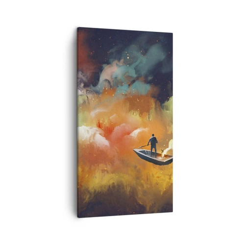 Tablou pe pânză - Cu barca prin galaxie - 45x80 cm