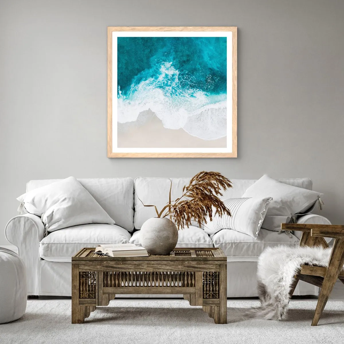 Poster în ramă de stejar deschis - Mângâiere naturală - 60x60 cm