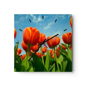 Ceas de perete - Ceas pe sticlă - Doar cerul albastru - 30x30 cm