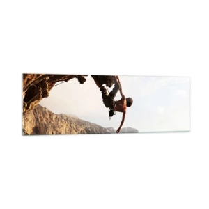 Tablou pe sticlă - Lumea s-a micșorat într-un pumn pe un afloriment de bolovani - 160x50 cm