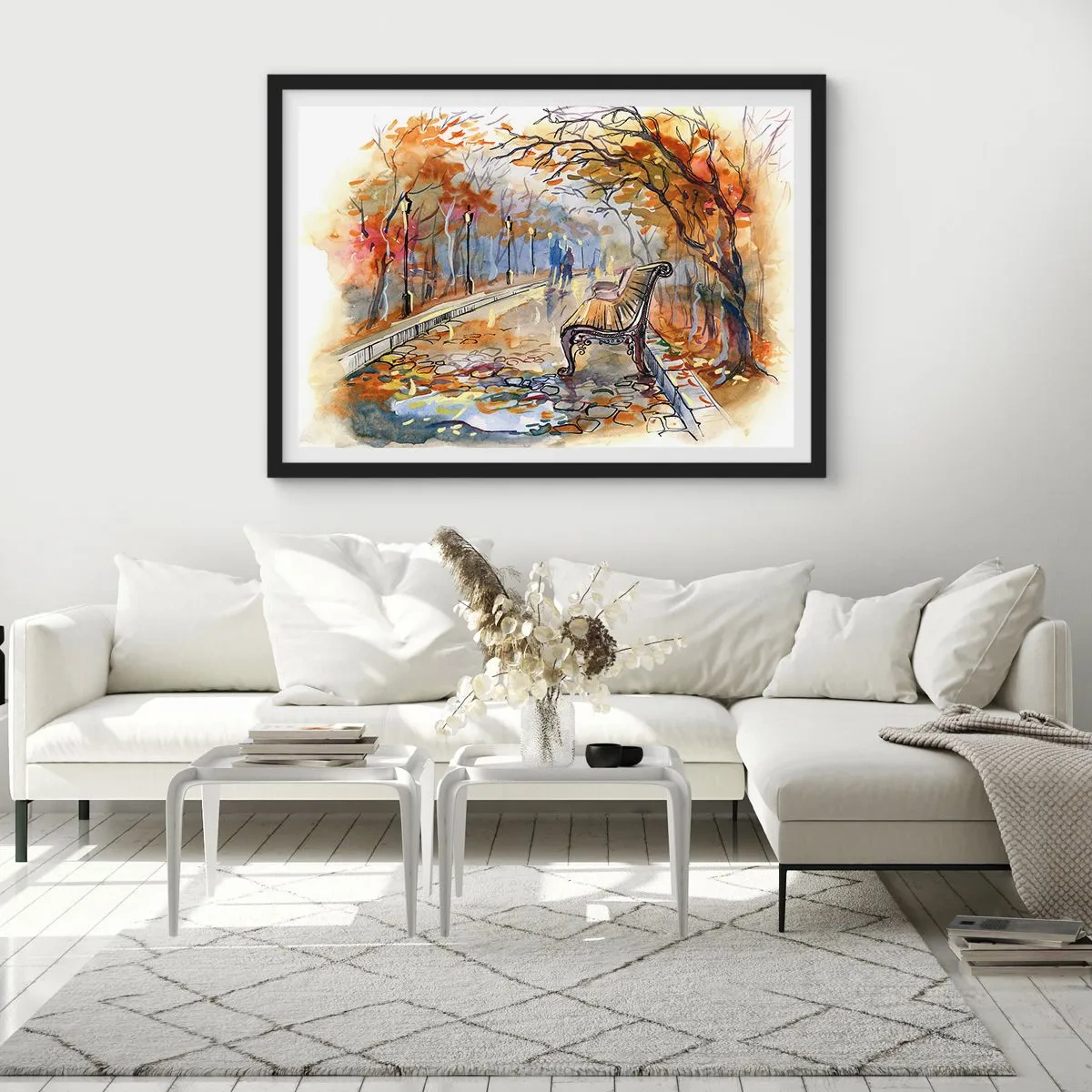 Poster în ramă neagră - Pășim împreună în toamnă - 70x50 cm