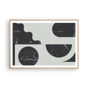 Poster în ramă de stejar deschis - Compoziție deasupra și dedesubt - 100x70 cm