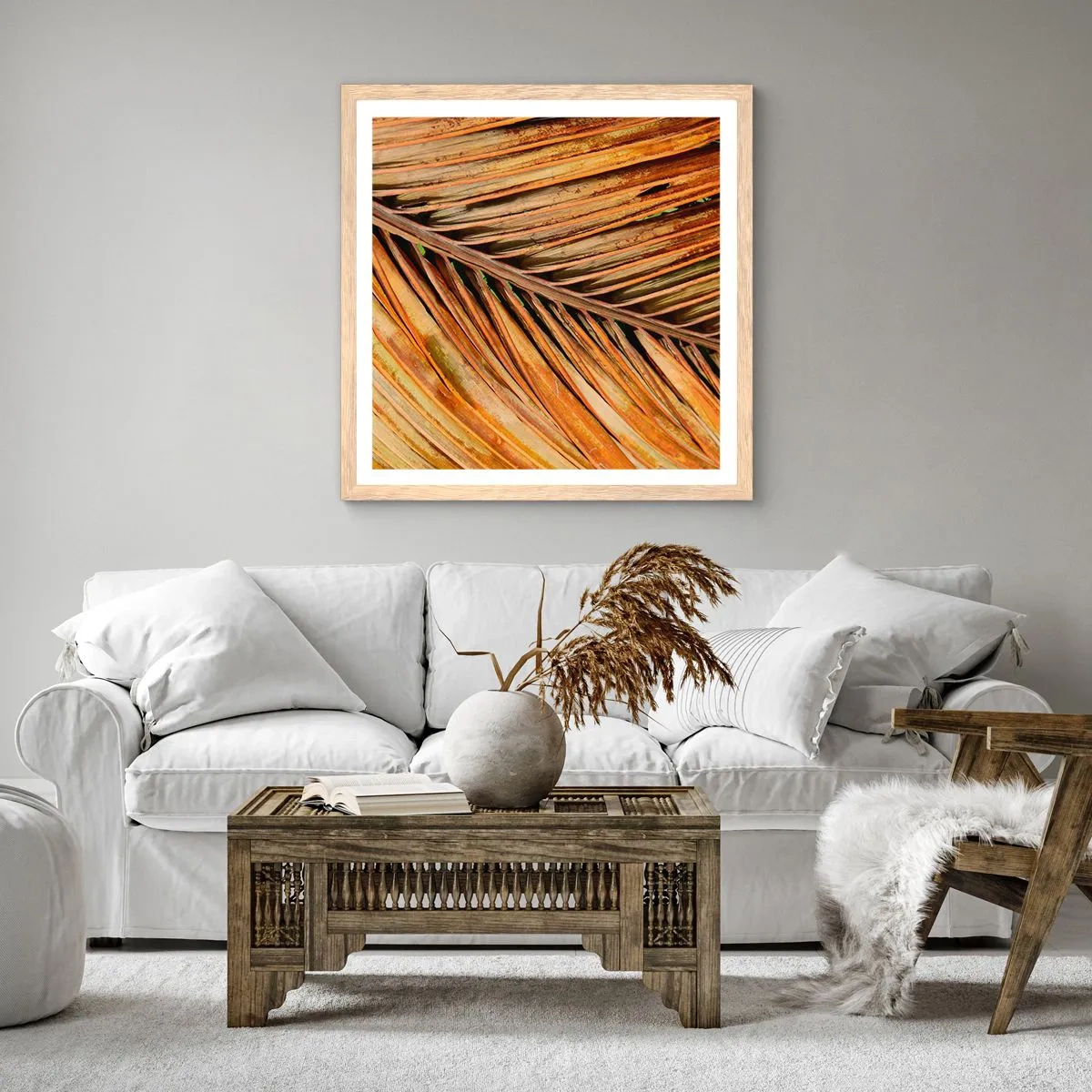 Poster în ramă de stejar deschis - Aur de nucă de cocos - 30x30 cm