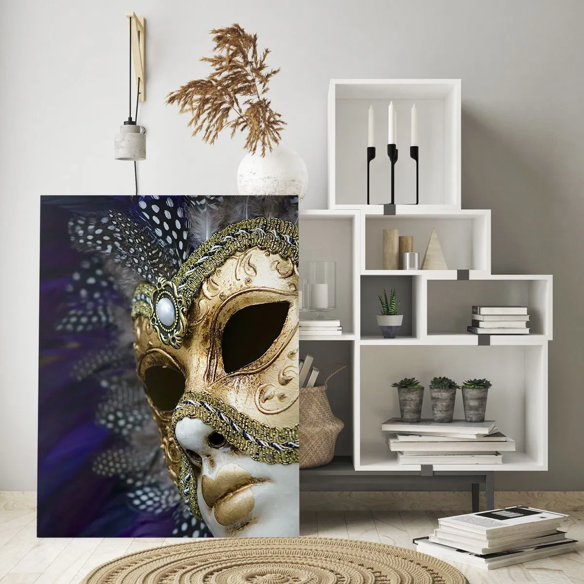 Tablou pe sticlă - Portret venețian în aur - 70x100 cm