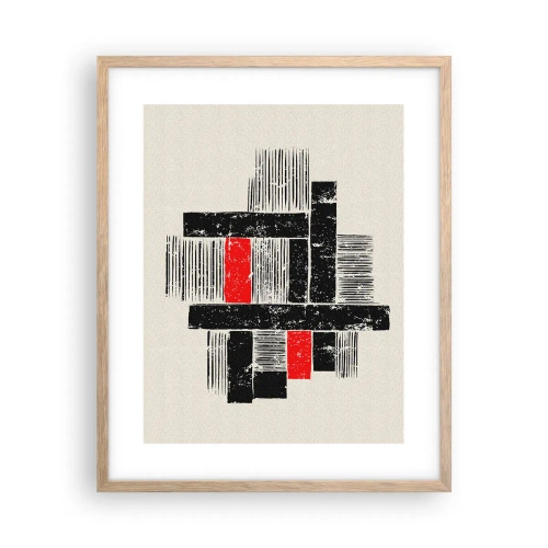 Poster în ramă de stejar deschis - Roșu și negru - 40x50 cm