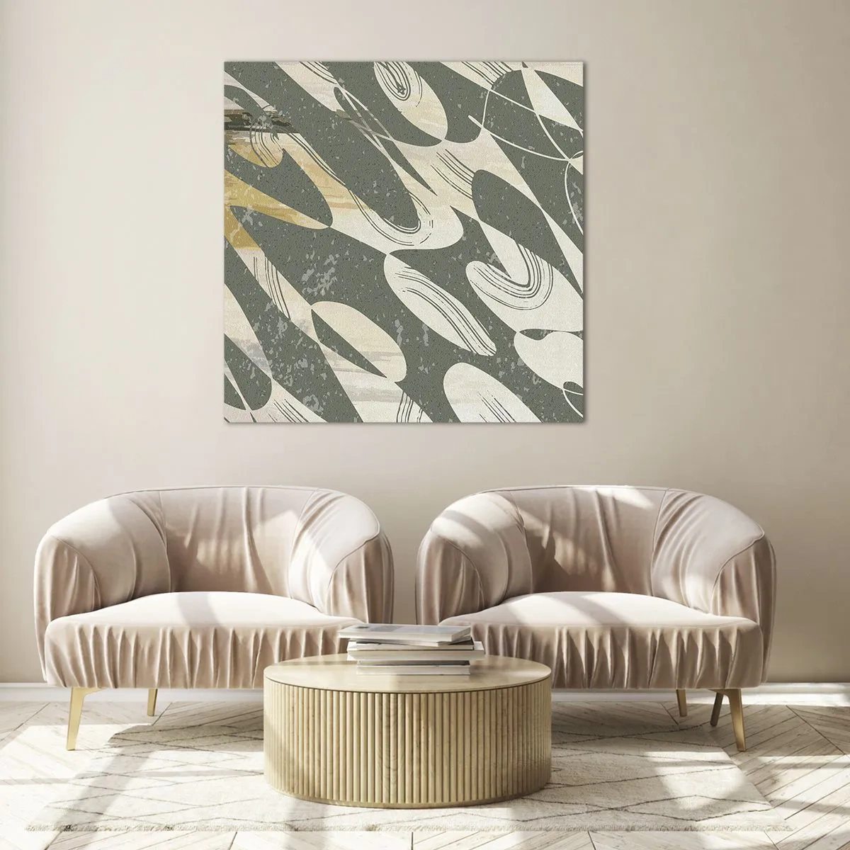 Tablou pe sticlă - Abstracție ritmică - 30x30 cm