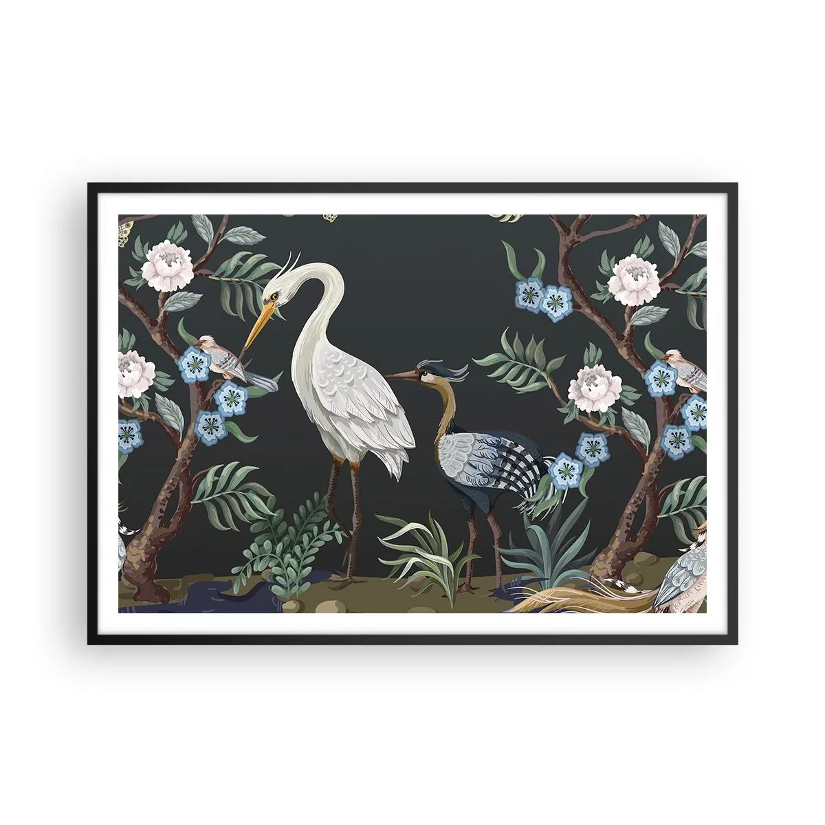 Poster în ramă neagră - Parada păsărilor - 100x70 cm