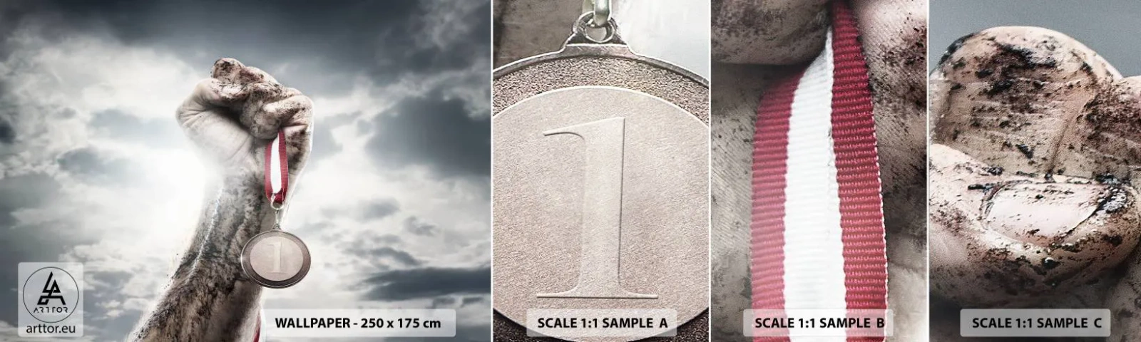 Mostră tapet autocolant Deluxe Sticker - Per aspera ad astra - Sport, Medalia Sportului, 3D - 100x30 cm