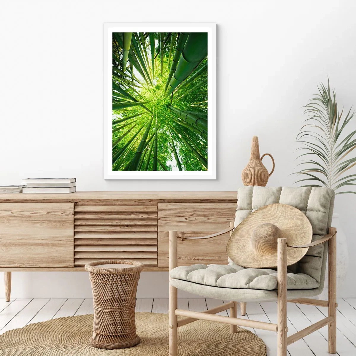 Poster în ramă albă - Într-o pădure de bambus - 70x100 cm