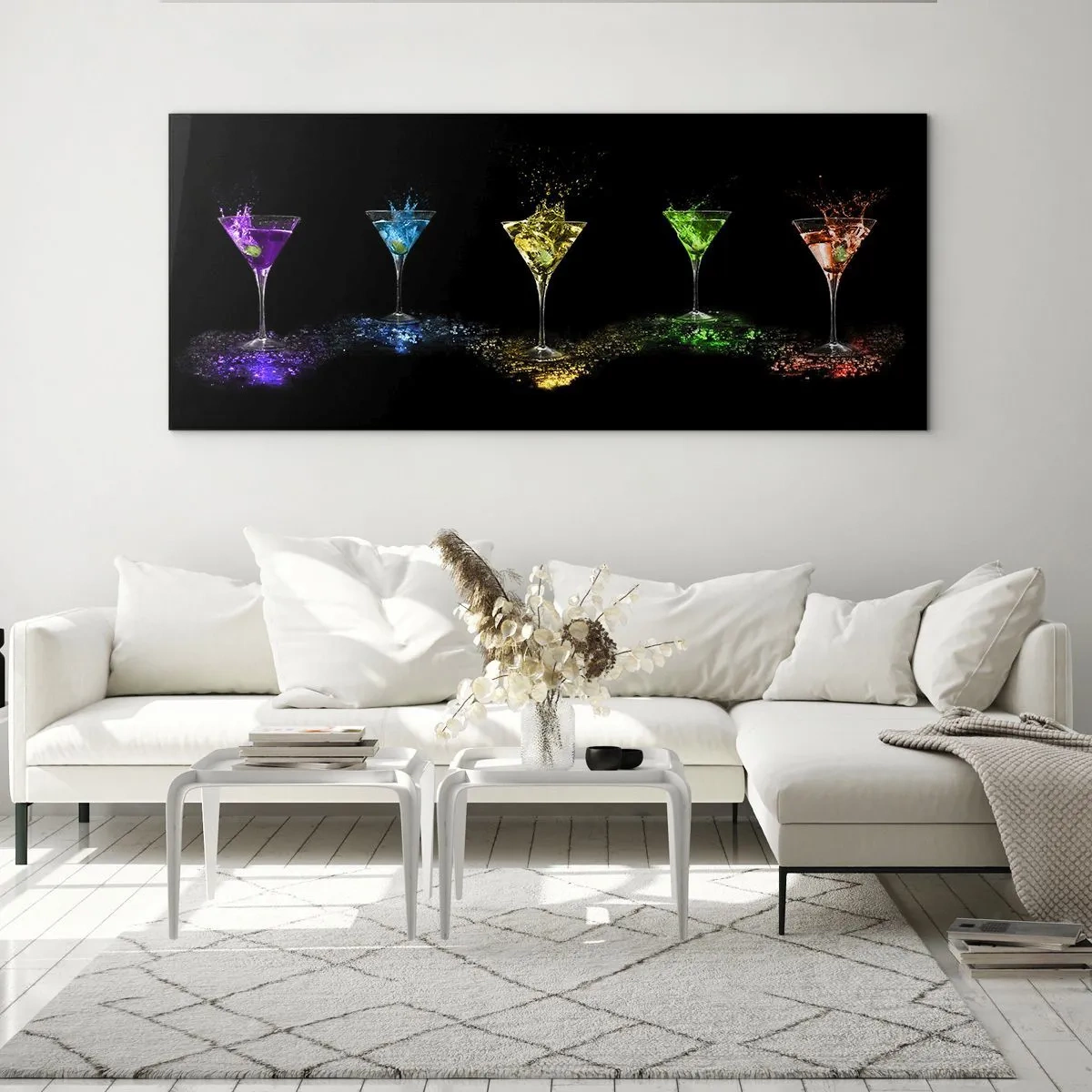 Tablou pe sticlă - Culori de bucurie în sticla de cristal - 90x30 cm