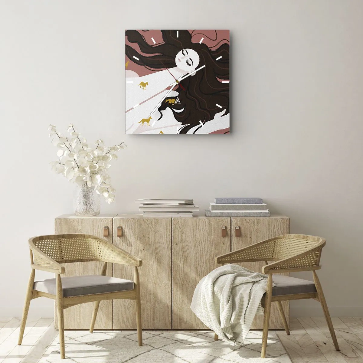 Ceas de perete - Ceas pe sticlă - Visul despre calul de aur - 30x30 cm